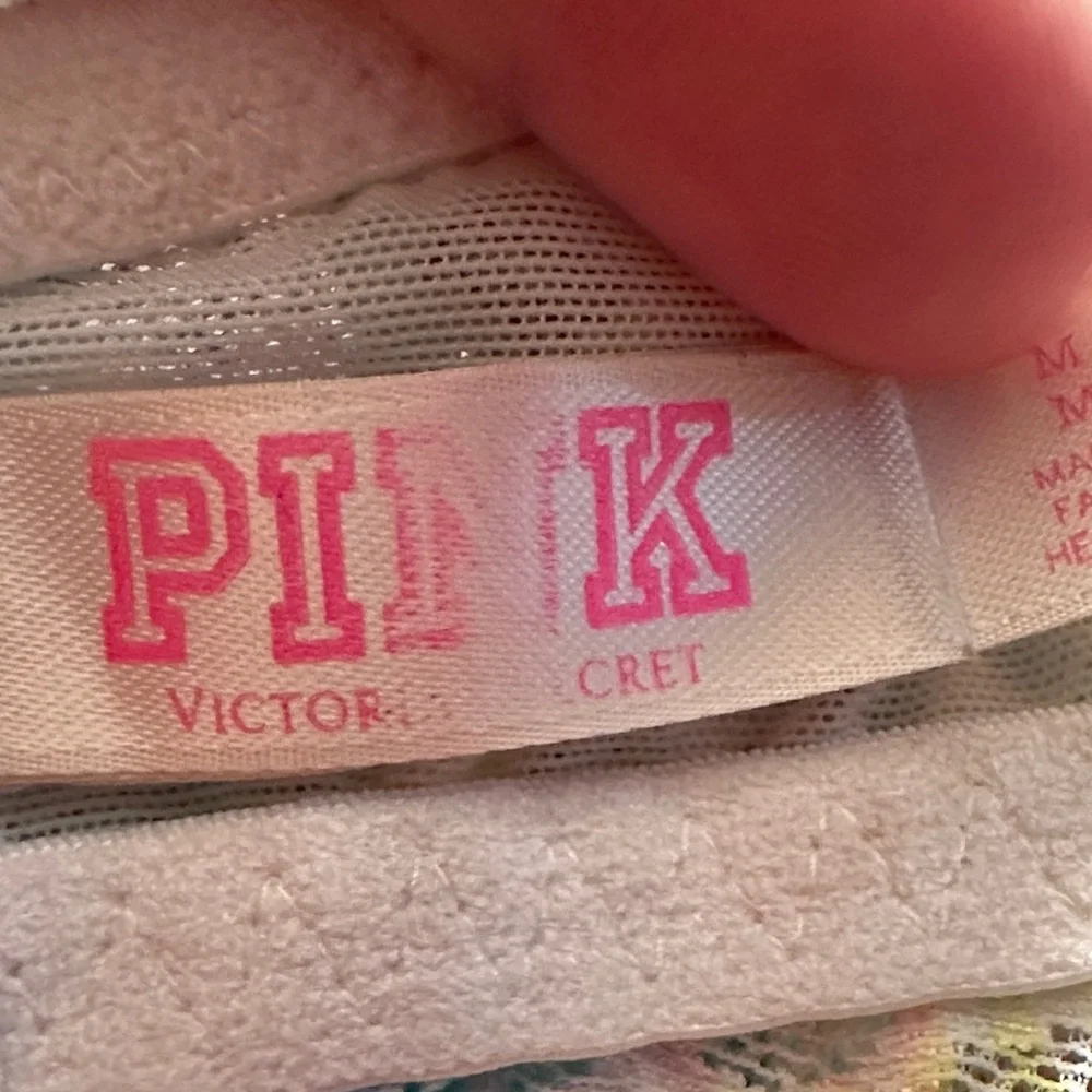 PINK Victorias Secret Lace Halter Bralette M D-DD Multicolor